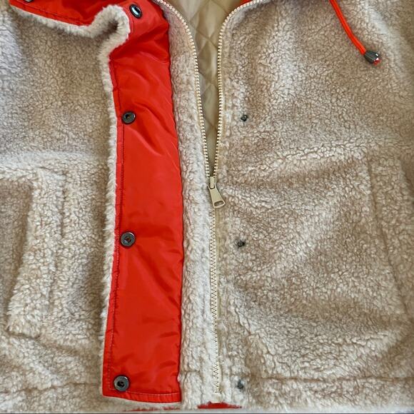 BP Nordstrom Sherpa Jacket Beige with Orange Accents Size Small - Picture 8 of 16